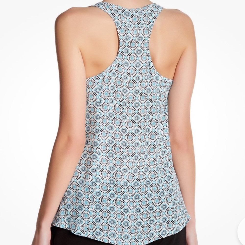 SILK JOIE Drew D Printed Porcelain Peacock Blue Medallion Tank Small Luxury EUC - Picture 5 of 14